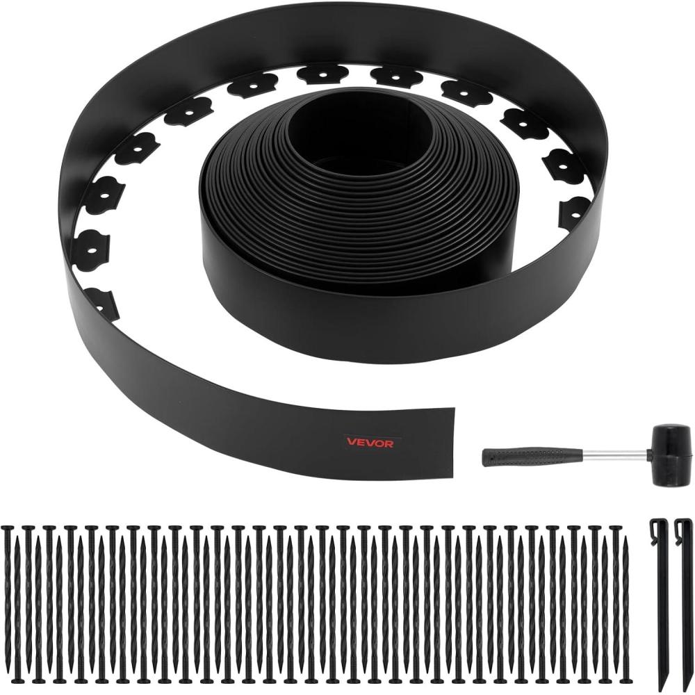image:imageVEVOR Landscape Edging 20 ft x 2 in Plastic Garden Border Edging with 20 Spikes No Dig Flexible Lawn Edgings Roll UVResistant Mini Fence Borders Pathway Edgings for Flower Beds Yard Paver66ft4inLshaped