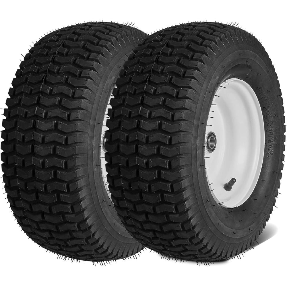 image:imageVEVOR Lawn Mower Tires 16x658 in Tubeless Tractor Tires with Rim 2 Pack Tire amp Wheel 3 in Offset Hub Turf Pneumatic Tires 34 in Bushing Size 16 PCS Adapters for Riding Mower Lawn TractorTubeless with Rim