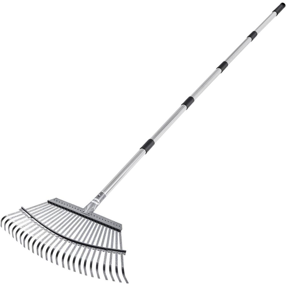 image:imageVEVOR Leaf Rake 25 Metal Tines Adjustable Garden Rake for Lawns with 183 Inch Wide Head amp 364728 Inch Long Handle Heavy Duty Stainless Steel Small Leaves Tool for Gardening Camping Yard Grass18in width