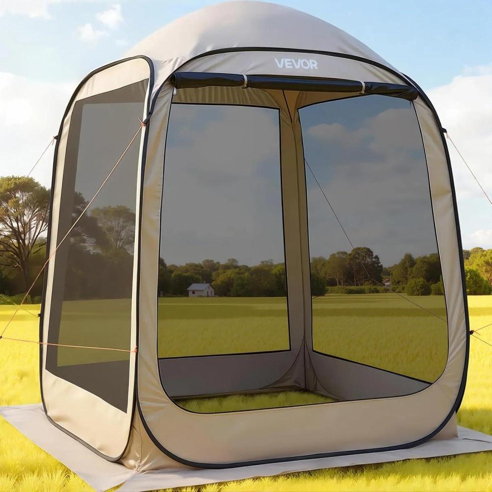image:imageVEVOR Pop up Screen House Tent 10 x 92 ft 48 Person Screen Gazebo Portable Screened in Canopy with Carry Bag Netting Sides Ground Stakes for Garden Patio Backyard Outdoor Activities BeigeBeige