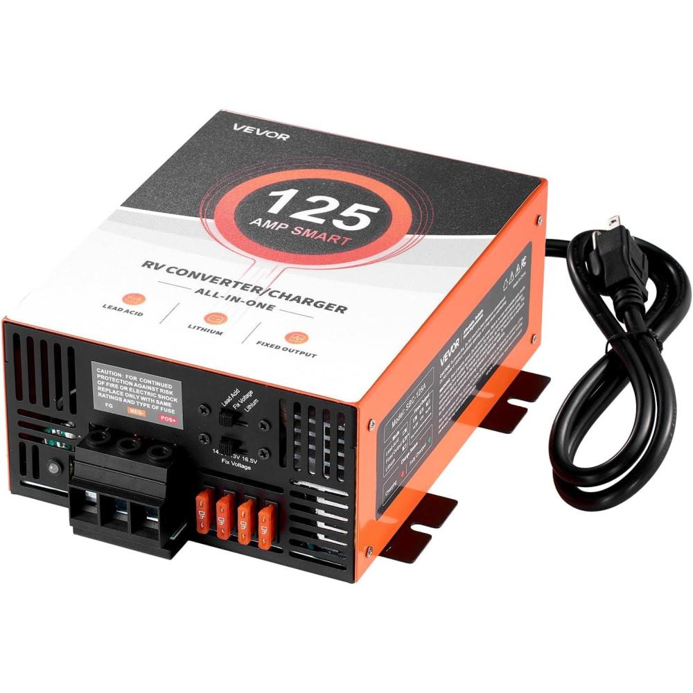 image:imageVEVOR RV Power Converter 65 Amp 110V AC to 12V DC RV Converter Battery Charger Multi Stage Smart Charging 13V to 165V Operating Range Compatible with Lithium amp Lead Acid Battery for Camper125 AMP