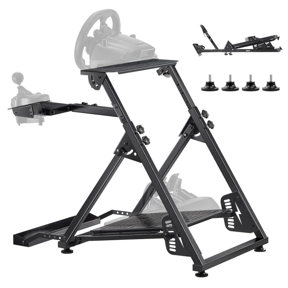 image:imageVEVOR Racing Wheel Stand HeavyDuty Simulator Cockpit Steering Stand with DualRail DualArm Fit Logitech G25G27G29G920G923 Thrustmaster T300RSTX F458T500RST3PAPRO F1GT and CSR PedalsXshaped Pro