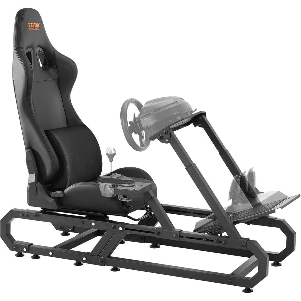 image:imageVEVOR Racing Wheel Stand Racing Cockpit with Wheels for Logitech G923 G920 G29 amp Thrustmaster T248P Heavy Duty Steel Adjustable Cockpit Max Load 330 LBSSmall Base without Wheels