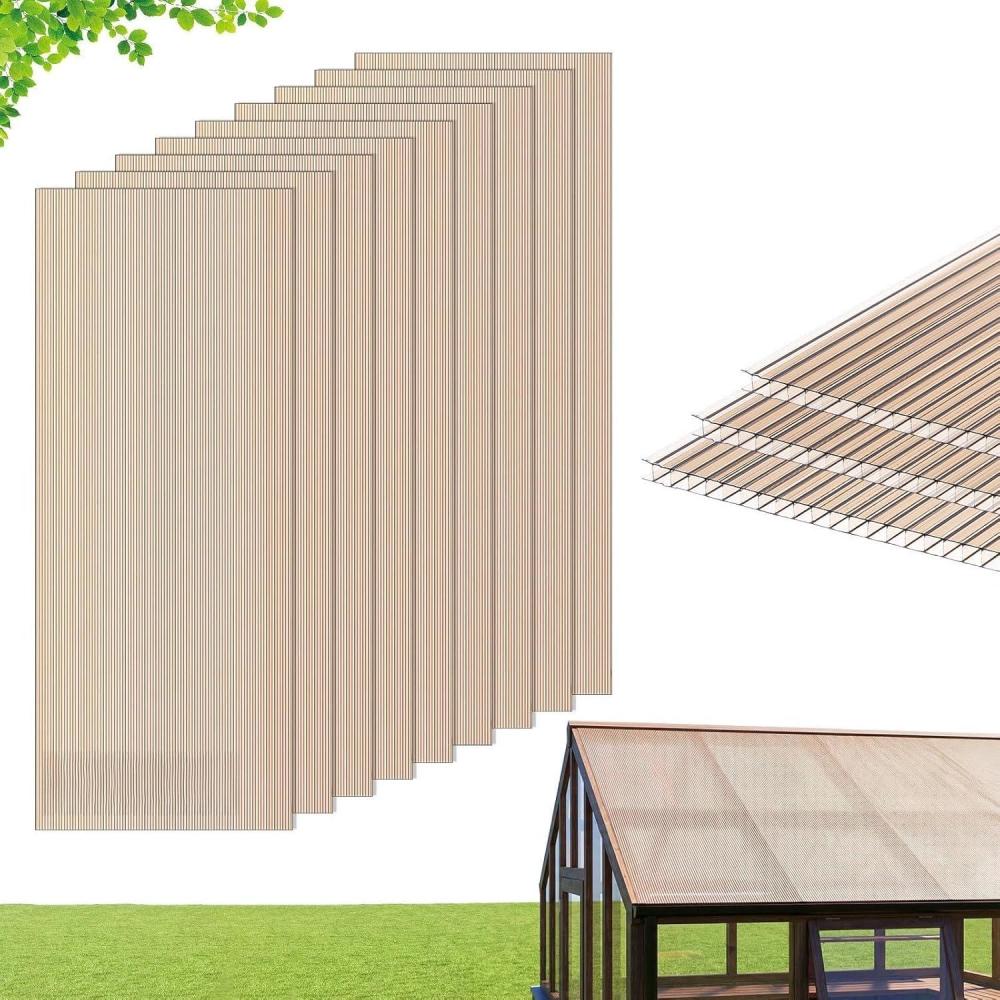 image:imageVEVOR Roof Panels 12Pcs Polycarbonate Roofing Panels Double Layer High Impact Corrugated Plastic Greenhouse Replacement Cover Waterproof for Gazebos Chicken Coops Home Garden 5 x 2 x 024