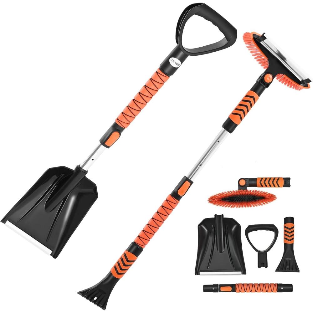 image:imageVEVOR Snow Shovel for Driveway 16 in Wide Aluminum Alloy Snow Shovel Non Slip Grip Large Capacity Snowplow Shovels Detachable amp Lightweight Snows Removal Tool for Garden Car Camping OutdoorsBlack