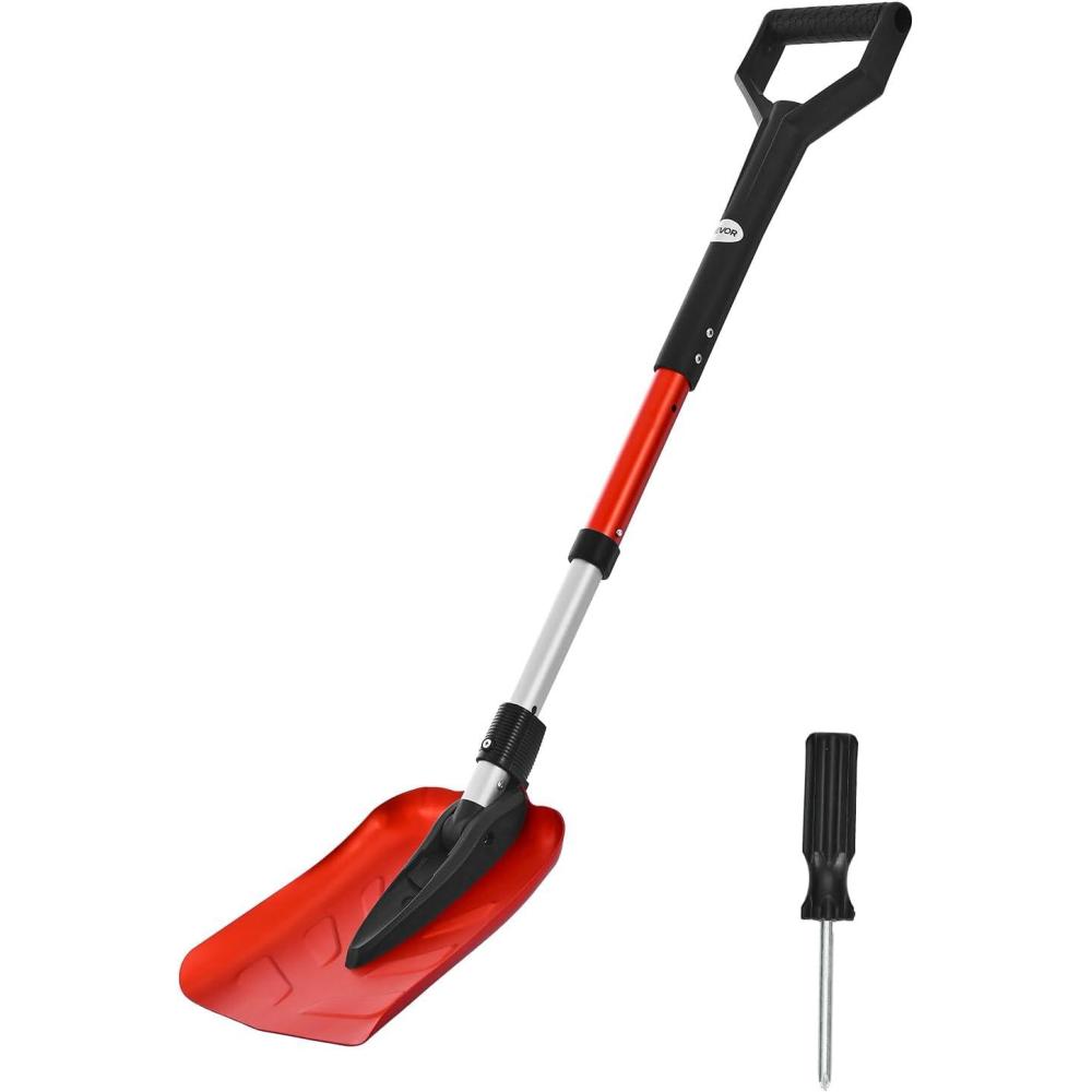 image:imageVEVOR Snow Shovel for Driveway 16 in Wide Aluminum Alloy Snow Shovel Non Slip Grip Large Capacity Snowplow Shovels Detachable amp Lightweight Snows Removal Tool for Garden Car Camping OutdoorsRed