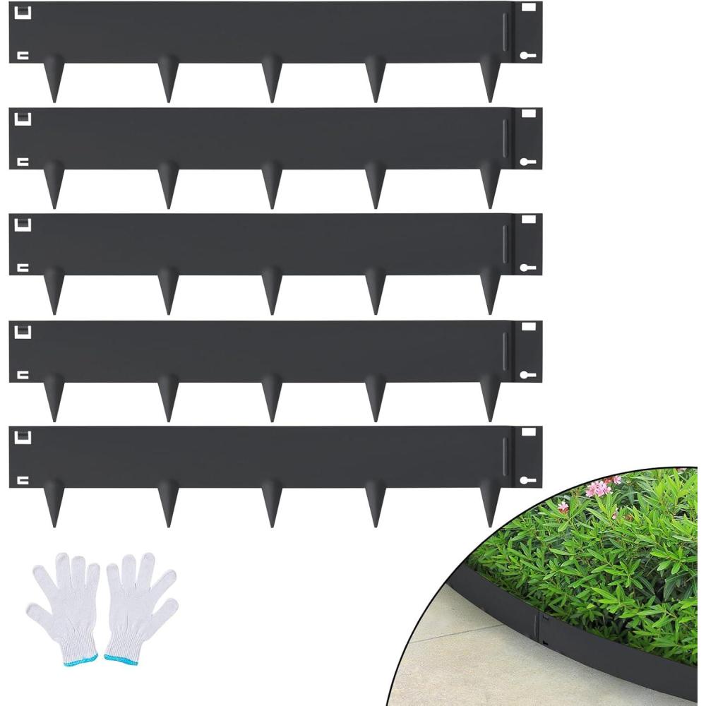 image:imageVEVOR Steel Landscape Edging 5 Packs 39 x 5 in RustResistant Metal Landscape Edging Bendable Garden Edging Border Heavy Duty Lawn Edging EasytoInstall Flower Bed Yard Pathway Divider Dark Gray39 L x 3 H
