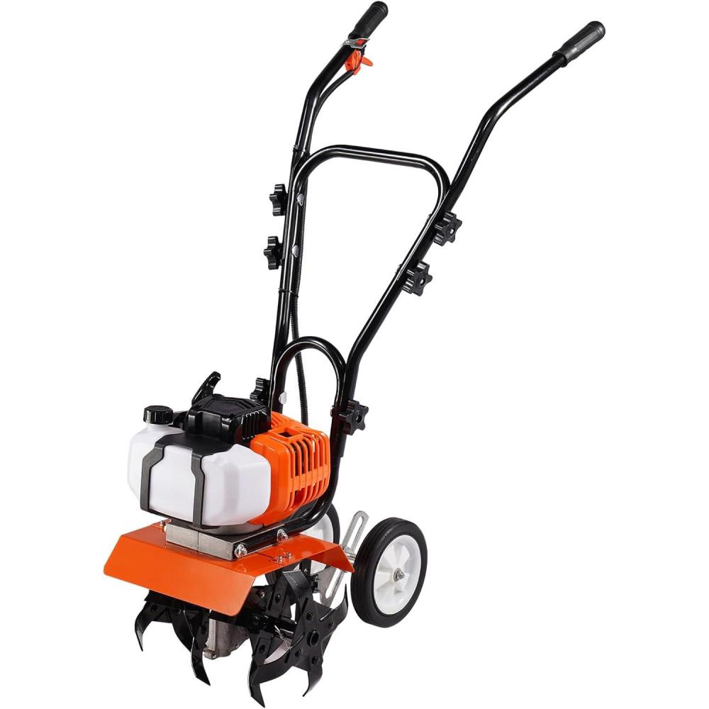 image:imageVEVOR Tiller Cultivator Gas Powered 43CC 2Stroke Garden Cultivator Tiller with 4 Steel Adjustable Front Tines for Lawn Garden and Field Soil Cultivation43CC 2Stroke