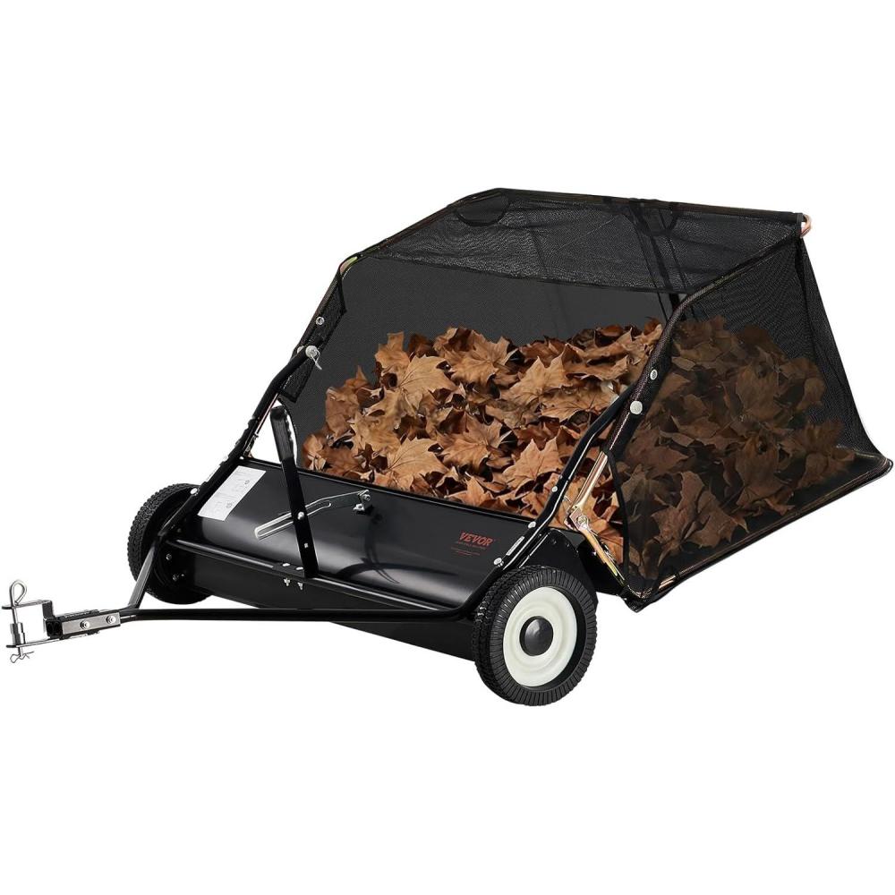image:imageVEVOR Tow Behind Lawn Sweeper 50Inch 26 cu ft Large Capacity Pull Behind Lawn Sweeper Heavy Duty Leaf amp Grass Collector with Adjustable Sweeping Height for Garden Yard Farm Picking Up Debris42 Inch