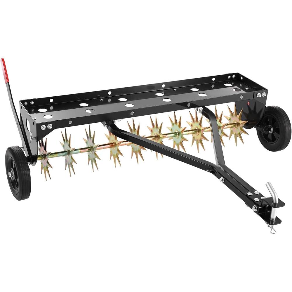 image:imageVEVOR Tow Behind Plug Aerator 32 in Lawn Spike Aerator with Universal Hitch Heavy Duty amp RustResistant Pull Behind Spike Aerator Tool with Folded Edge Tray for Farmland amp Garden TractorsSpike Aerator 40in