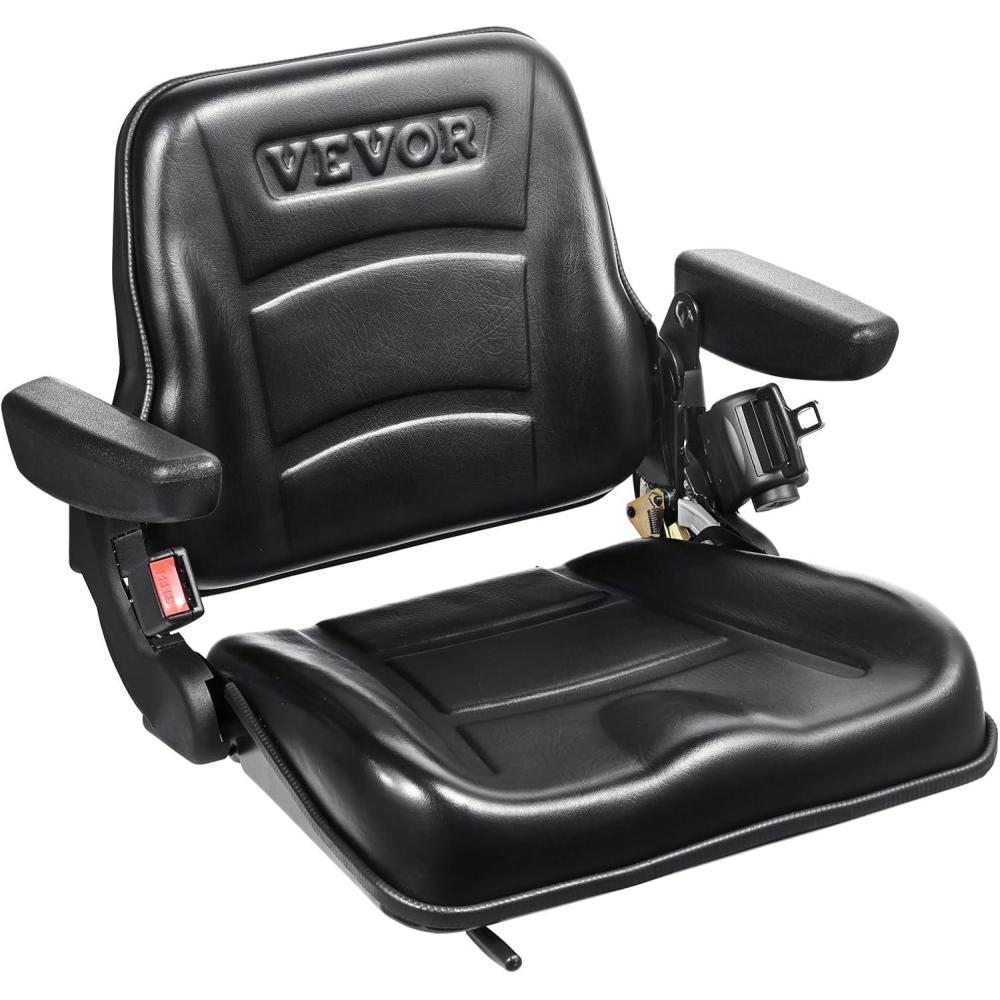 image:imageVEVOR Universal Tracor Seat Lawn Mower Seat with Micro Switch and Drainage Holes 63118 inch Extended Slot Tractor Seat for Tractor Loader Excavator2023New with ArmrestBelt