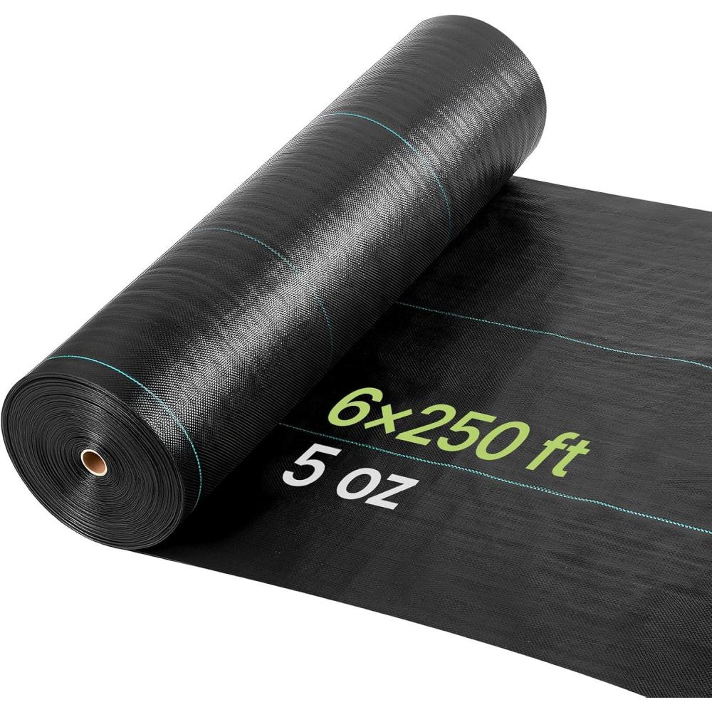 image:imageVEVOR Weed Barrier Fabric Heavy Duty 14x50FT 32oz Landscape Fabric Woven Weed Blocker Fabrics Garden Fabrics Weeds Barrier Weeds Control Ground Cover Geotextile Webbing Gardening Mat Black6FT250FT5oz