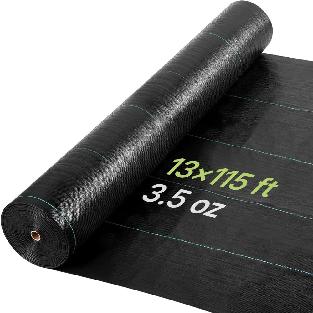 image:imageVEVOR Weed Barrier Fabric Heavy Duty 14x50FT 32oz Landscape Fabric Woven Weed Blocker Fabrics Garden Fabrics Weeds Barrier Weeds Control Ground Cover Geotextile Webbing Gardening Mat Black13FT115FT35oz