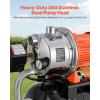 VEVOR 1.6 HP Shallow Well Pump with Pressure Tank, 120V 1320 GPH, Stainless Steel Irrigation Jet Pump with 5-Gal Pressure Tank, Automatic Water Booster System, for Home Garden Lawn, Potable Water(1.6HP  NSF Certified)