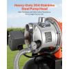 VEVOR 1.6 HP Shallow Well Pump with Pressure Tank, 120V 1320 GPH, Stainless Steel Irrigation Jet Pump with 5-Gal Pressure Tank, Automatic Water Booster System, for Home Garden Lawn, Potable Water(1.6HP)