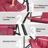 VEVOR 3-Seat Patio Swing Chair, Outdoor Patio Swing with Adjustable Canopy, Porch Swing with Armrests, Teslin Fabric and Alloy Steel Frame, for Balcony, Backyard, Patio, Garden, Poolside, Brown(Burgundy)