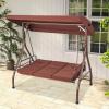 VEVOR 3-Seat Patio Swing Chair, Outdoor Patio Swing with Adjustable Canopy, Porch Swing with Armrests, Teslin Fabric and Alloy Steel Frame, for Balcony, Backyard, Patio, Garden, Poolside, Brown(Brown)