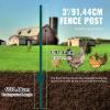 VEVOR 5 Feet Fence Post, 10 Pack U-Channel Heavy Duty Metal Fence Posts with 30 Zip Ties & 20 Clips, Sturdy Steel Fence Stakes for Garden Yard, Lawn, Farms and Outdoor Wire Fencing, Green(3 Feet 10 Pack)