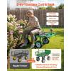 VEVOR 500 LBS Steel Garden Cart with Work Seat, Heavy Duty Garden Wagon Cart on Wheels, Outdoor Metal Utility Yard Wagon Gardening Stool with 10inch Flat Free Tires, Tool Tray & Adjustable Handle(Green)