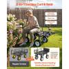 VEVOR 500 LBS Steel Garden Cart with Work Seat, Heavy Duty Garden Wagon Cart on Wheels, Outdoor Metal Utility Yard Wagon Gardening Stool with 10inch Flat Free Tires, Tool Tray & Adjustable Handle(Black)