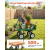 VEVOR 500 LBS Steel Garden Cart with Work Seat, Heavy Duty Garden Wagon Cart on Wheels, Outdoor Metal Utility Yard Wagon Gardening Stool with 10inch Flat Free Tires, Tool Tray & Adjustable Handle(Green)