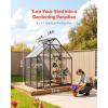 VEVOR 6 x 4 FT Polycarbonate Greenhouse, Heavy Duty Outdoor Green House with Adjustable Vent & Push-Pull Lockable Door, Quick Setup, Aluminum Frame Walk-in Greenhouse Sunroom for Outside Garden Lawn(6*4 Ft)
