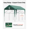 VEVOR 6x8x7 FT Heavy-Duty Portable Outdoor Storage Shed Tent, Waterproof Carport Garage Shelter with Roll-Up Zipper Door & Vents, UV-Resistant Canopy for Motorcycle, Bike, Lawn Mower, Tools, Gray(Top Cover – Dark Green)