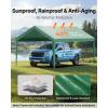 VEVOR 6x8x7 FT Heavy-Duty Portable Outdoor Storage Shed Tent, Waterproof Carport Garage Shelter with Roll-Up Zipper Door & Vents, UV-Resistant Canopy for Motorcycle, Bike, Lawn Mower, Tools, Gray(Top Cover – Dark Green)