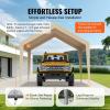 VEVOR 6x8x7 FT Heavy-Duty Portable Outdoor Storage Shed Tent, Waterproof Carport Garage Shelter with Roll-Up Zipper Door & Vents, UV-Resistant Canopy for Motorcycle, Bike, Lawn Mower, Tools, Gray(Beige)
