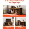VEVOR 72″Dog Crate Furniture for 2 Dogs,Double Dog Crate Furniture with Double Sliding Doors,Large Dog Crate TV Stand with Removable Tray,Steel Frame Double Dog Crate for Small,Medium,Large Dogs White(74.8″L x 26.4″W x 32.4″H)