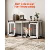 VEVOR 72″Dog Crate Furniture for 2 Dogs,Double Dog Crate Furniture with Double Sliding Doors,Large Dog Crate TV Stand with Removable Tray,Steel Frame Double Dog Crate for Small,Medium,Large Dogs White(70.9″L x 23.6″W x 33.9″H)