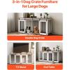 VEVOR 72″Dog Crate Furniture for 2 Dogs,Double Dog Crate Furniture with Double Sliding Doors,Large Dog Crate TV Stand with Removable Tray,Steel Frame Double Dog Crate for Small,Medium,Large Dogs White(70.9″L x 23.6″W x 33.9″H)