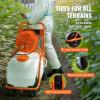 VEVOR Battery Powered 15 Gallon Garden Weed Sprayer with Wheeled Cart, 126FT Hose with Reel, 8 Nozzles, 2 Wands with Lock Trigger, 0-90PSI, 5-6h Spray Time, Wide Mouth Lid, Rotating Wheels with Brake