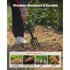 VEVOR Broad Fork, 5-Tine Pitchfork with Dual Fiberglass Handles, Heavy Duty Garden Fork, Ergonomic U-Shaped Design Broadfork Hand Tiller, Gardening Tool for Composting Transplanting Aeration(4-Tine)