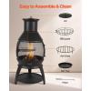 VEVOR Chiminea, 20 Inch Outdoor Wood Burning Firepit, Conical Fireplace for BBQ & Warming, Outside Wooden Fire Pit with Grill Mesh, Chimney Coat & Rustproof Chiminea Lid, for Patio, Garden, Backyard(22 Inch)