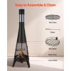 VEVOR Chiminea, 20 Inch Outdoor Wood Burning Firepit, Conical Fireplace for BBQ & Warming, Outside Wooden Fire Pit with Grill Mesh, Chimney Coat & Rustproof Chiminea Lid, for Patio, Garden, Backyard(20 Inch)