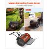 VEVOR Compost Spreader, 24″ Wide Peat Moss Spreader with Push/Tow Handle & Brush, 4 Heights Adjustable, Powder-Coated Steel Garden Peat Moss Roller, Heavy Duty Grass Seed Roller for Planting Seeding
