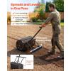 VEVOR Compost Spreader, 24″ Wide Peat Moss Spreader with Push/Tow Handle & Brush, 4 Heights Adjustable, Powder-Coated Steel Garden Peat Moss Roller, Heavy Duty Grass Seed Roller for Planting Seeding