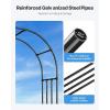 VEVOR Garden Arbor, 94.5 (H) x 98.5 (W) x 15.8 (D) in Metal Archway, Sturdy Outdoor Trellis Arch with Stakes, Easy to Assemble, Pergola Arbor for Plant Climbing Yard Lawn Wedding Party Decoration(Black)