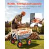 VEVOR Garden Dump Cart 1500lbs 15 Cu.Ft, Heavy Duty Wheelbarrow with Convertible Handle and 16″ Flat Free Tires, Outdoor Yard Wagon ATV Trailer Dump Cart Tow Behind for Lawn Mower Tractor(1500LBS)