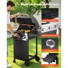 VEVOR Gas Grill, 4 Burner Propane Gas Grill with Side Burner, 425 SQ.In Grilling Area, Carbon Steel Enamel Grates, Outdoor 52,000 BTU Patio Garden BBQ Grills with Two Side Shelves, Stainless Steel(3 Burner Carbon Steel)