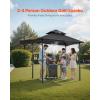 VEVOR Grill Gazebo, 8 x 5 ft Double-Tiered Top, BBQ Gazebo with Extra Awning, Powder-Coated Steel Patio Grill Shelter with 2 Side Shelves, Bottle Opener & Hooks, Outdoor Grilling Canopy for Garden(Leg Plus Style with Extra Awning)