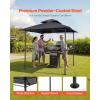 VEVOR Grill Gazebo, 8 x 5 ft Double-Tiered Top, BBQ Gazebo with Extra Awning, Powder-Coated Steel Patio Grill Shelter with 2 Side Shelves, Bottle Opener & Hooks, Outdoor Grilling Canopy for Garden(Classic Style)