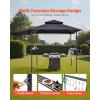 VEVOR Grill Gazebo, 8 x 5 ft Double-Tiered Top, BBQ Gazebo with Extra Awning, Powder-Coated Steel Patio Grill Shelter with 2 Side Shelves, Bottle Opener & Hooks, Outdoor Grilling Canopy for Garden(Classic Style with Extra Awning)