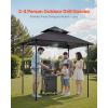 VEVOR Grill Gazebo, 8 x 5 ft Double-Tiered Top, BBQ Gazebo with Extra Awning, Powder-Coated Steel Patio Grill Shelter with 2 Side Shelves, Bottle Opener & Hooks, Outdoor Grilling Canopy for Garden(Classic Style)