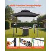VEVOR Grill Gazebo, 8 x 5 ft Double-Tiered Top, BBQ Gazebo with Extra Awning, Powder-Coated Steel Patio Grill Shelter with 2 Side Shelves, Bottle Opener & Hooks, Outdoor Grilling Canopy for Garden(Leg Plus Style)