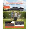 VEVOR Grill Gazebo, 8 x 5 ft Double-Tiered Top, BBQ Gazebo with Extra Awning, Powder-Coated Steel Patio Grill Shelter with 2 Side Shelves, Bottle Opener & Hooks, Outdoor Grilling Canopy for Garden(Classic Style with Extra Awning)