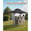 VEVOR Grill Gazebo, 8 x 5 ft Double-Tiered Top, BBQ Gazebo with Extra Awning, Powder-Coated Steel Patio Grill Shelter with 2 Side Shelves, Bottle Opener & Hooks, Outdoor Grilling Canopy for Garden(Classic Style with Extra Awning)