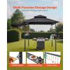VEVOR Grill Gazebo, 8 x 5 ft Double-Tiered Top, BBQ Gazebo with Extra Awning, Powder-Coated Steel Patio Grill Shelter with 2 Side Shelves, Bottle Opener & Hooks, Outdoor Grilling Canopy for Garden(Leg Plus Style with Extra Awning)