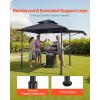 VEVOR Grill Gazebo, 8 x 5 ft Double-Tiered Top, BBQ Gazebo with Extra Awning, Powder-Coated Steel Patio Grill Shelter with 2 Side Shelves, Bottle Opener & Hooks, Outdoor Grilling Canopy for Garden(Leg Plus Style with Extra Awning)